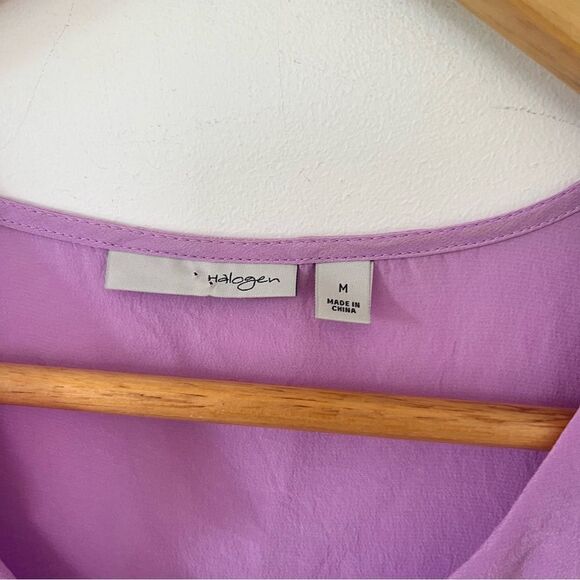 Halogen Lavender Purple Pure Silk Ruffle Sleeveless Blouse - Picture 3 of 7